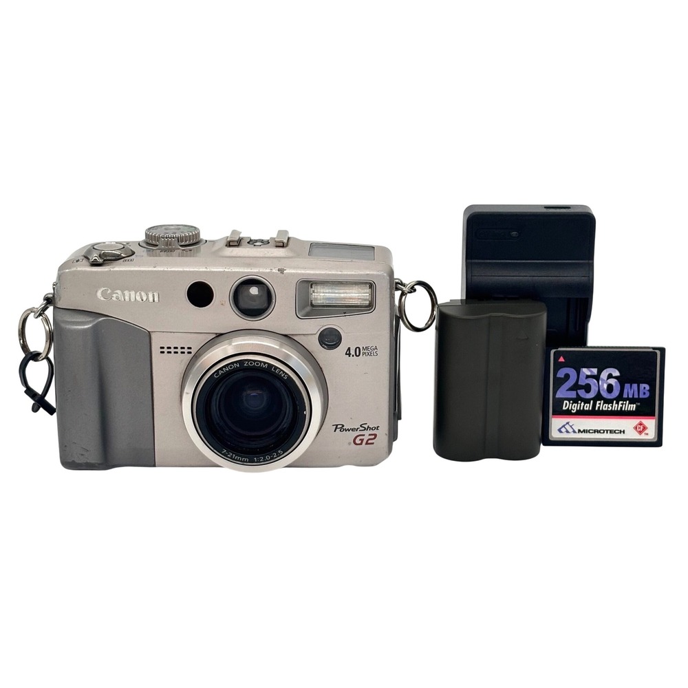 Canon PowerShot G2 Digital Camera 4.0MP Silver 3x Zoom Lens Battery Charger CF